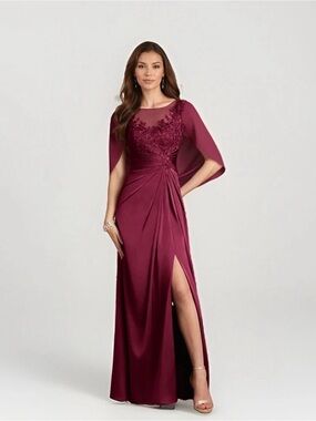 NWT AZAZIE Hera Burgundy A-Line Dress Women’s A-16 Evening Gown Lace Bodice $229
